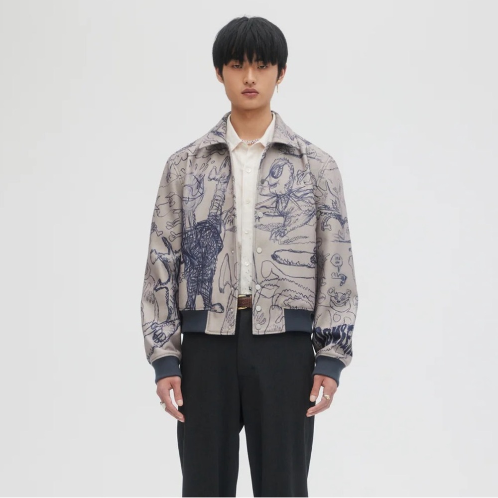 Men's Domrebel Designer Gray and Blue Homework Jacket